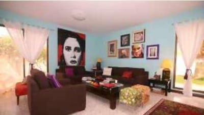 Nadine Kanso says she wanted her sitting room to feel homely and welcoming. It contains a number of pieces by Arab designers.