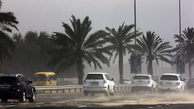 Low visibility expected at times as winds pick up creating dust storms. Satish Kumar / The National