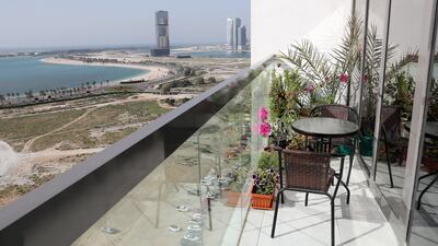 The apartment also has a balcony with impressive views