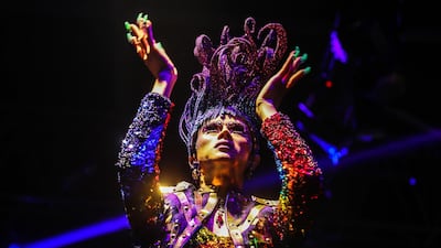 A model presents a creation by Manish Arora during Lakme Fashion Week summer/resort 2020 in Mumbai, India, on February 12, 2020. EPA