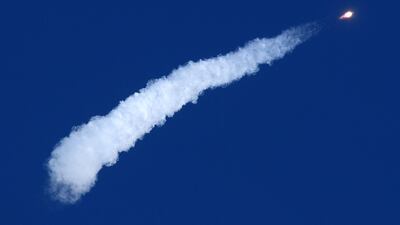 The Soyuz spacecraft carrying Alexey Ovchinin and Nick Hague blasts off to the ISS. AFP