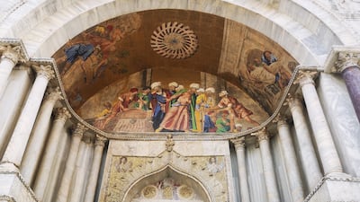 The fresco on St Mark’s Basilica depicting the legend of the theft of Saint Mark’s bones. Photo: Tharik Hussain