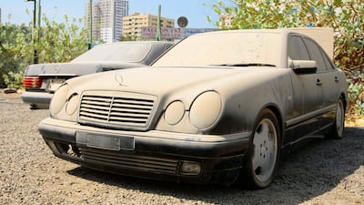 Cars abandoned in Sharjah's Abu Shagara area. Jeffrey Biteng / The National