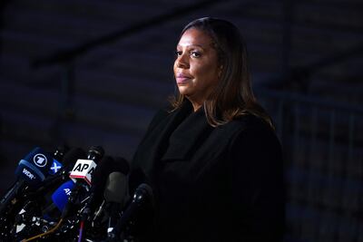 New York Attorney General Letitia James outside the New York State Supreme Court on January 11. AFP