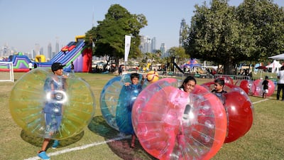 There were plenty of activities for adults and kids alike at the Dubai Fitness Challenge event in Safa Park over the weekend. Chris Whiteoak / The National