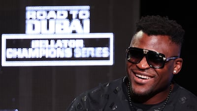 Francis Ngannou at the 'Battle of the Giants' press conference. Chris Whiteoak / The National