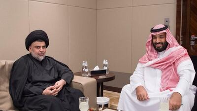 Iraqi cleric Moqtada Al Sadr with Saudi Arabia's Crown Prince Mohammed bin Salman / Credit: Saudi Press Agency