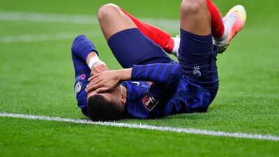 Kylian Mbappe during the match in Paris. Getty