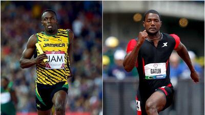 The spotlight will once again shine on the 100m at the word championships in Beijing where Usain Bolt, left, and Justin Gatlin, right, are likely to go head to head for the top prize. Robert Galbraith / Andrew Winning / Reuters