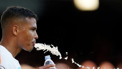 Chelsea's Thiago Silva takes a drink. AP