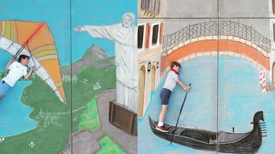 Macaire Everett said the chalk art was inspired by all the places she and her younger brother want to go. Macaire's Muse/Instagram