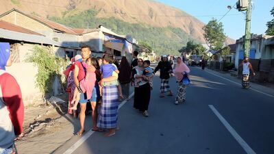 People gather on the streets following an earthquake in Lombok, Indonesia, on July 29, 2018 in this picture obtained from social media. Reuters