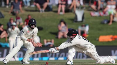 New Zealand's Henry Nicholls plays a shot. AFP