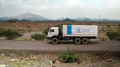 The convoy of lorries was sent by Unicef and the World Food Programme. Reuters