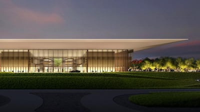 The cantilevered "floating" roof will have a 15-metre-wide overhang that provides shade during the day. Courtesy Foster + Partners