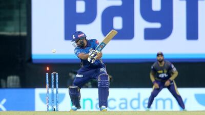 Rohit Sharma captain of Mumbai Indians gets clean bowled