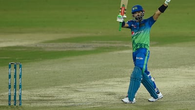 Multan Sultans' captain Mohammad Rizwan celebrates after scoring a half-century. AFP