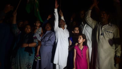 Activists of Pakistan Muslim League Nawaz (PML-N) party chant slogans outside the Adiala Prison in Rawalpindi on July 13, 2018, after he was shifted there. AFP