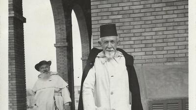 Friar Marie-Joseph Lagrange, seen in the foreground holding a cane, was the founder and director of the French Biblical and Archaeological School in Jerusalem and came up with the idea of having a priory in Cairo. Friar Antonin J Jaussen is seen in the background in this 1932 picture of the Dominican Fathers’ Priory. Courtesy of the Dominican Institute for Oriental Studies