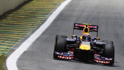 Mark Webber won the Brazilian Grand Prix in his Red Bull Racing car.