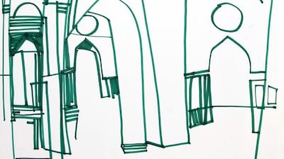 Abdul Badi Abdul-Musawwir’s Reflection in Egypt 2, Pen on Paper 61 x 44.5 cm unframed, 2009 (Courtesy: Salwa Zeidan Gallery)