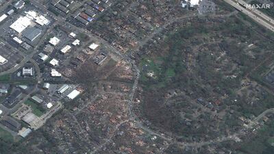 An overview of storm damage following a tornado in western Little Rock, Arkansas. AFP