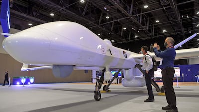 A MQ-9B Sea Guardian drone on display at the Umex exhibition in Abu Dhabi last year. AFP