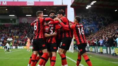Kieffer Moore celebrates scoring Bournemouth's second goal. Getty
