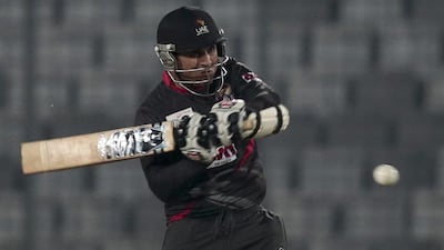 UAE cricketer Shaiman Anwar shown at the Asia Cup Twenty20 tournament earlier this year in Bangaldesh. AM Ahad / AP Photo / February 29, 2016