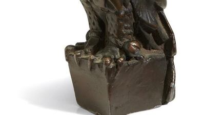 The “Maltese Falcon”, a 45-pound, 12-inch-tall, black figurine cast in lead that was specifically made for John Huston's screen version of the film bears its name. AP Photo / Bonham’s Auction House