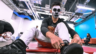 Andres Lin Fan gets ready for the first show of the day