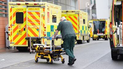 Ambulances outside the Royal London Hospital in east London on Thursday. PA
