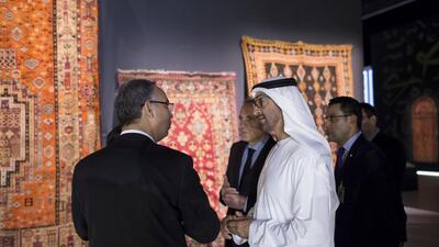 Sheikh Mohammed bin Zayed tours the Moroccan Heritage Week exhibition. Ryan Carter / Crown Prince Court — Abu Dhabi
