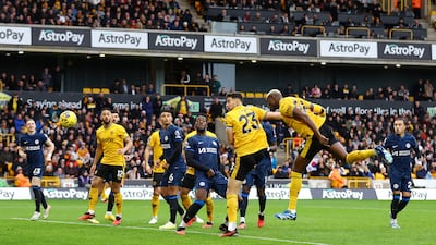 Wolves defender Toti has a header saved in the second half. Reuters