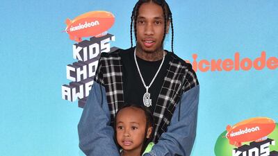 US rapper Tyga and son King Cairo. AFP