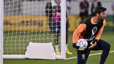Brazil's goalkeeper Alisson in training. AFP