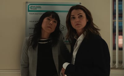 Ali Ahn as Eidra Park, left, and Keri Russell as Kate Wyler in season two of The Diplomat. Photo: Netflix