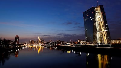 The headquarters of the European Central Bank in Frankfurt, Germany. The ECB faces a more complex challenge to easing than the US. Kai Pfaffenbach/Reuters