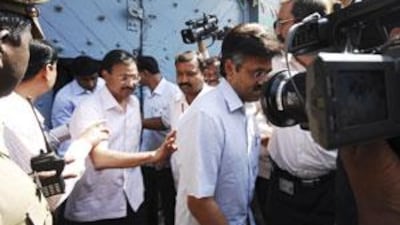 B Ramalinga Raju, second left, the founder of Satyam Computer Services, admitted concocting key financial results of the company for years.