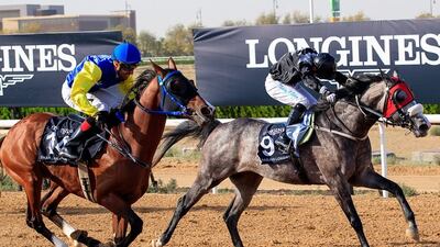 Tadhg O’Shea on AF Maqam wins the Ruler of Sharjah Cup in Sharjah’s final meeting of the season on Sunday, March 13, 2022. - DHRIC