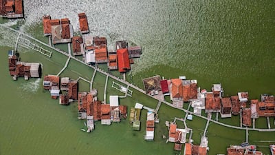 Submerged houses due to rising sea levels at Timbulsloko village in Demak, Central Java. AFP
