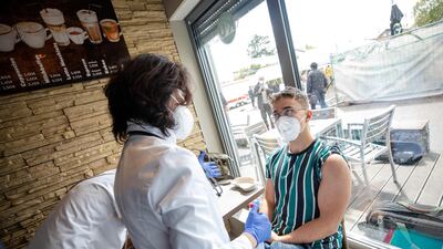 A man receives the AstraZeneca vaccine in Baden-Wuerttemberg, Germany. Getty Images