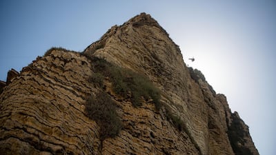 Jonathan Paredes of Mexico dives from the 25m cliff in Raouche during the first training session of the fifth stop of the Red Bull Cliff Diving World Series. Getty Images