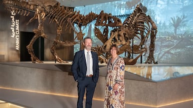 Peter Kjaergaard, director of the Natural History Museum Abu Dhabi, and Lori Bettison-Varga, president and director of the Natural History Museum of Los Angeles County. Photo: Natural History Museum Abu Dhabi