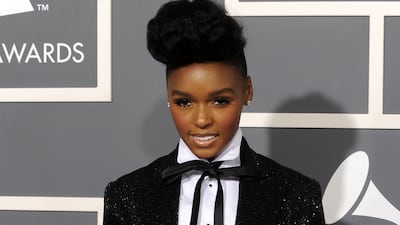 Janelle Monae, wering a sequinned suit jacket, arrives at the 53rd Annual Grammy Awards on February 13, 2011. EPA