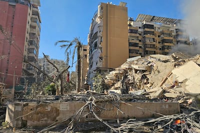 Destroyed buildings in the Rweiss neighbourhood of Beirut, following Israeli airstrikes this week. AFP