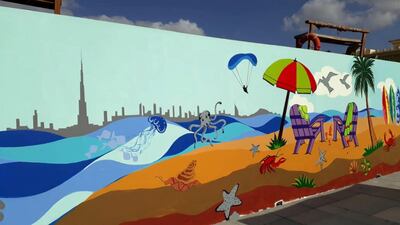 The mural is inspired by marine life to mark the soft launch of the beach as a Blue Flag-accredited shoreline. Courtesy Art4You