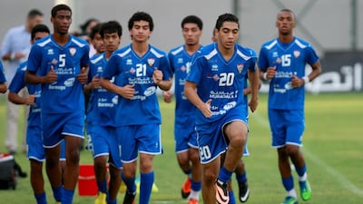 The UAE Under 17 squad are put through their paves during a training session at Dubai. Satish Kumar / The National