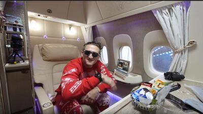 A clip from YouTube star Casey Neistat's review of Emirates' first class cabin. YouTube screengrab