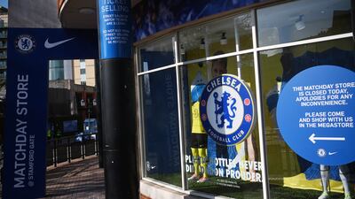 A merchandise store closed at Stamford Bridge. EPA